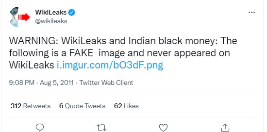 Wikileak's Tweet