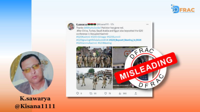 Pakistani Users spread Fake News about Kashmir G20