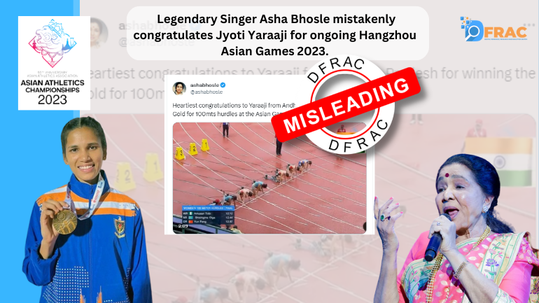 Legendary Singer Asha Bhosle mistakenly congratulates Jyoti Yaraaji for ongoing Hangzhou Asian Games 2023.