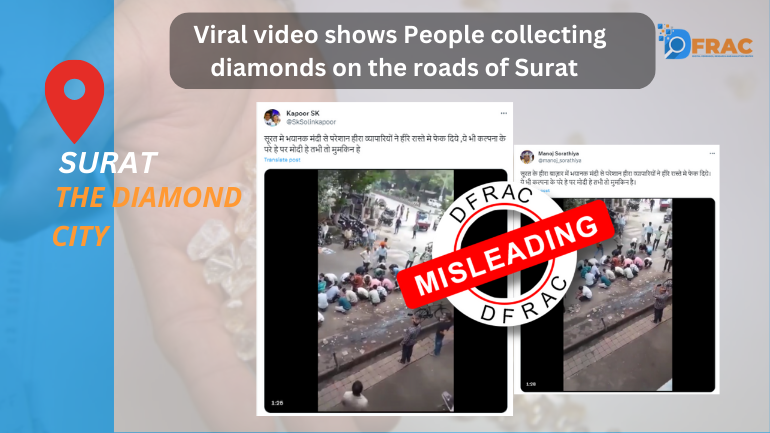 A viral video shows People collecting diamonds on the Roads of Surat