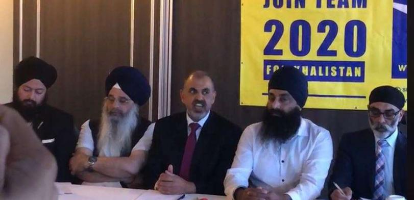 Lord Nazir Ahmed and banned SFJ president Gurpatwant Pannun at the press conference