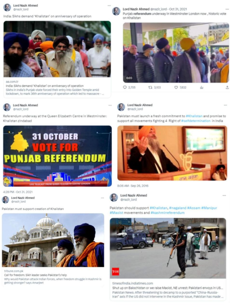 Tweets by Ahmed in support of Referendum and Khalistan