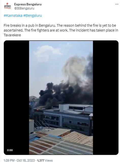 Fire breaks in a pub in Bengaluru, the incident has taken place in Tavarekere"