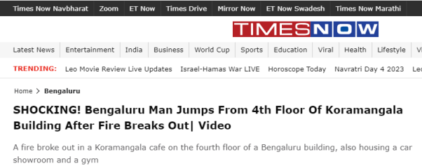 bengaluru man jumps of koromangala building