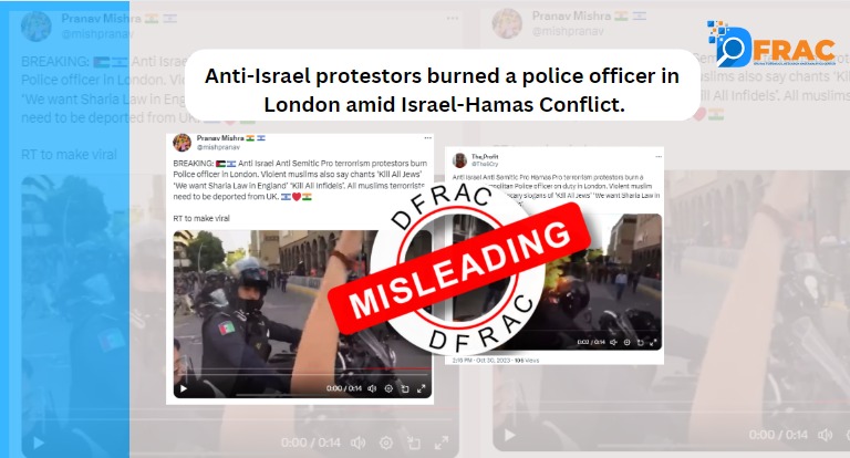 Anti-Israel protestors burned a police officer in London amid the Israel-Hamas Conflict.