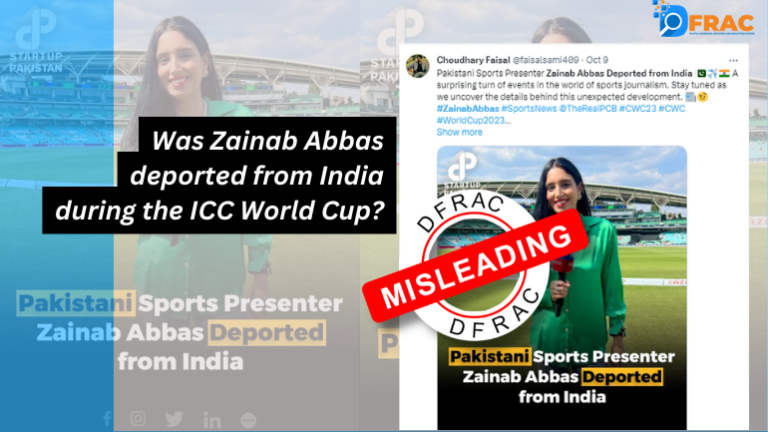 Misleading claim shared by Pakistani users about her being deported during ICC world cup 2023