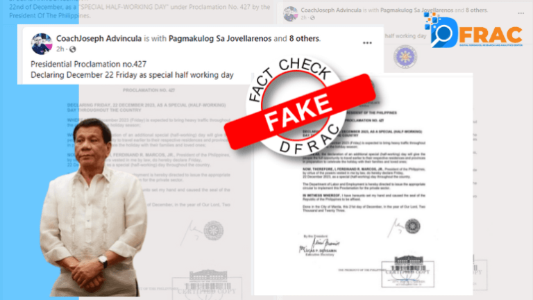 Did the Philippines President declare 22 December as a special working half day? Read the Fact Check