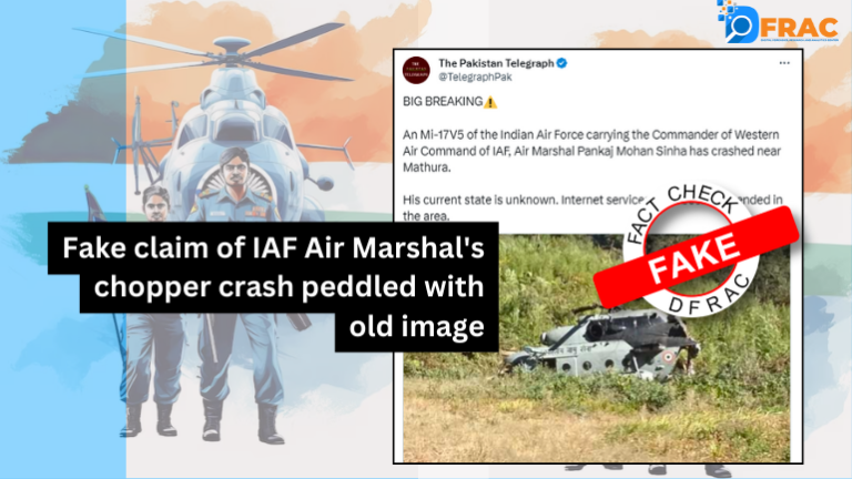 Fake claim of IAF Air Marshal's chopper crash peddled with old image