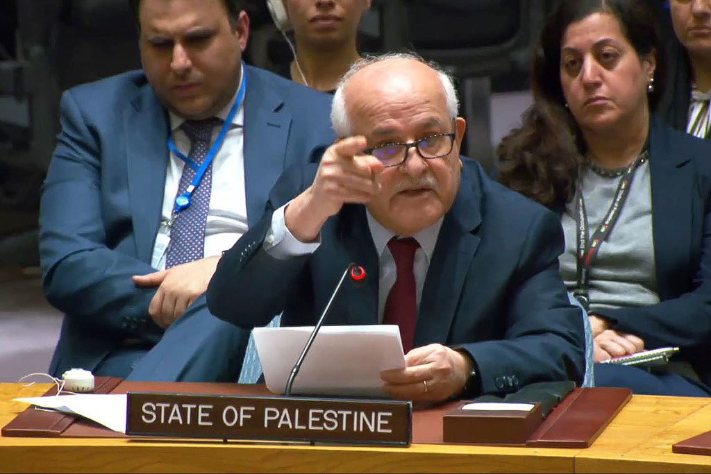 UN Photo | Ambassador Riyad Mansour, Permanent Representative of the State of Palestine to the United Nations addresses the Security Council meeting on the situation in the Middle East, including the Palestinian question.