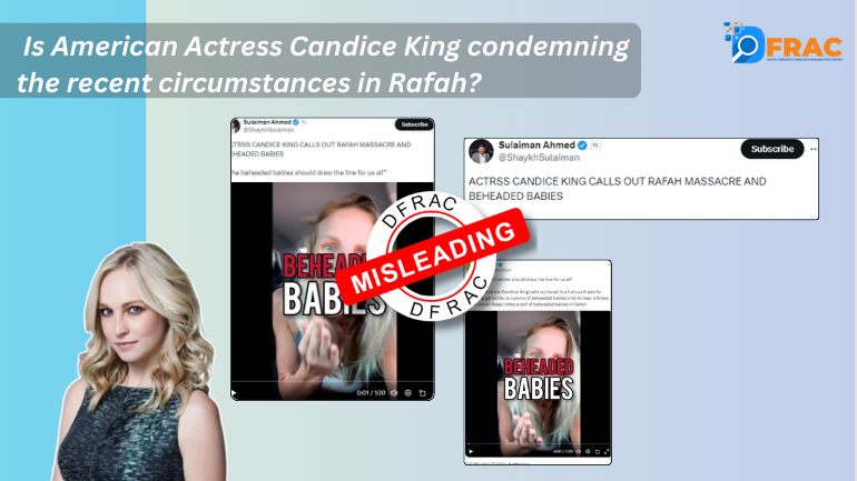 Is American Actress Candice King condemning the recent circumstances in Rafah?
