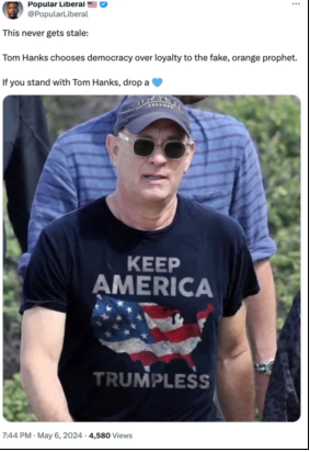 The Truth Behind Viral Tom Hanks 'Keep America Trumpless' T-Shirt Claim. Read the Fact Check