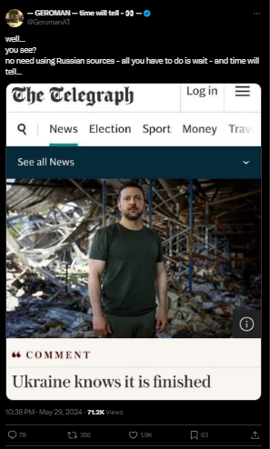 Fact Check: Did The Telegraph publish “Ukraine knows it is finished” headline?  
