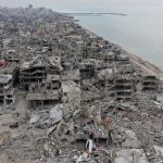 UNRWA شمالی غزہ میں تباہی کا ایک منظر۔