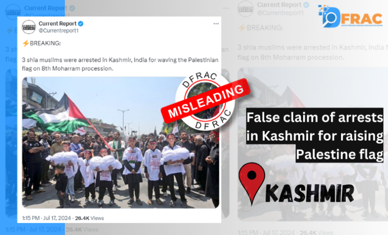 False claim of arrests in Kashmir for raising Palestine flag