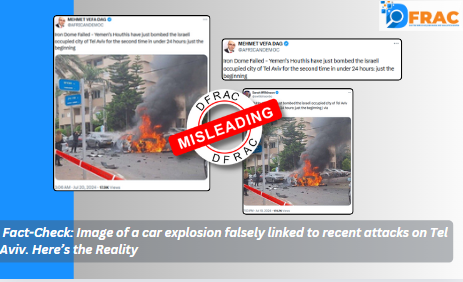 : Image of a car explosion falsely linked to recent attacks on Tel Aviv.