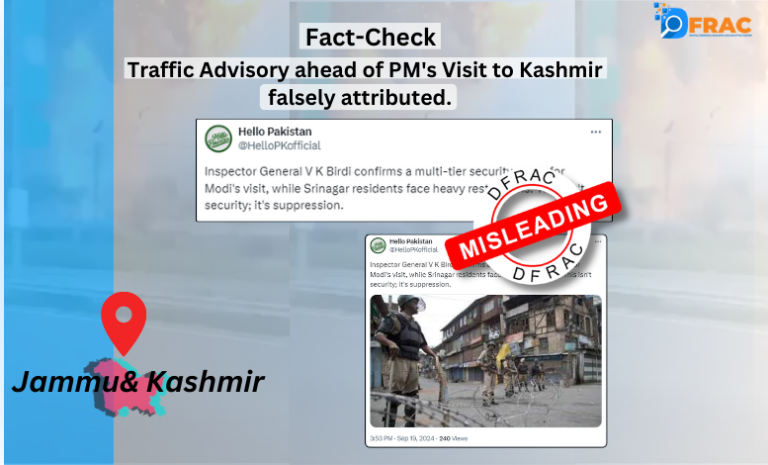 fact-check: Traffic Advisory ahead of PM's Visit to Kashmir falsely attributed. Here are the facts