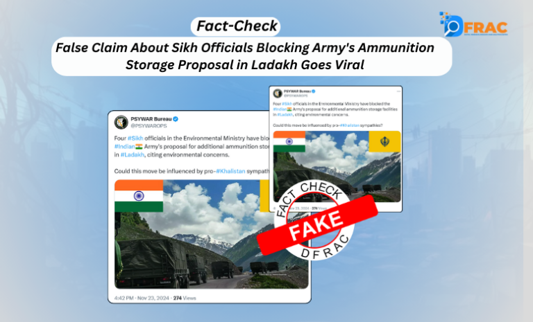 False Claim About Sikh Officials Blocking Army's Ammunition Storage Proposal in Ladakh Goes Viral