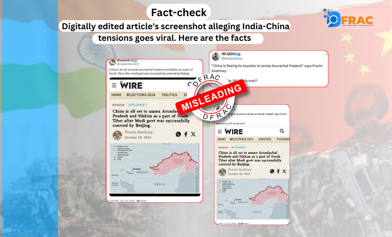 Digitally edited article's screenshot alleging India-China tensions goes viral. Here are the facts