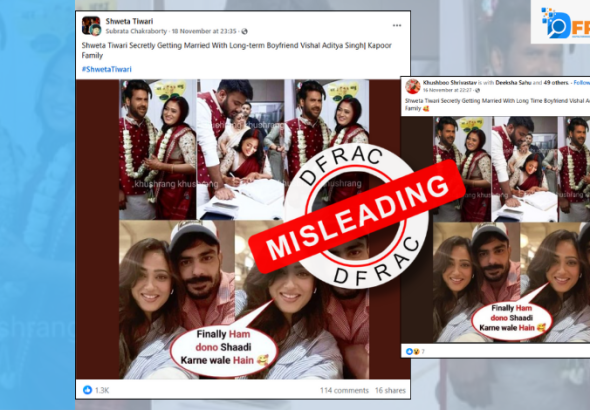 Fact Check: Swara-Fahad's wedding photo edited and shared as Shweta Tiwari's wedding photo goes viral