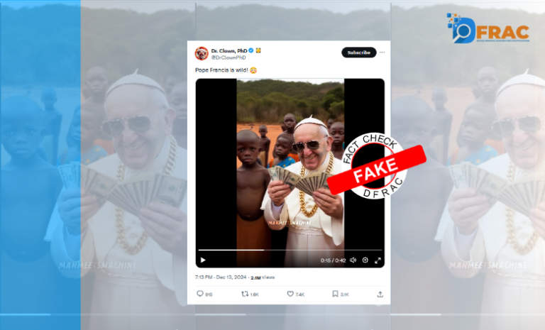 पोप फ्रांसिस के AI जेनरेटेड फेक वीडियो को वास्तविक बताते हुए शेयर किया गया