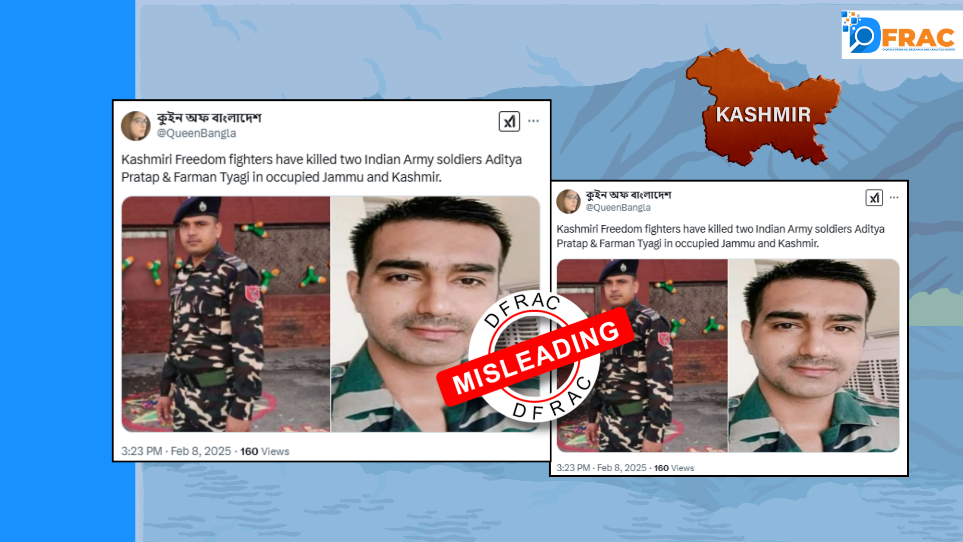 False Claim: Were militants involved in the killings of Indian Soldiers Aditya Pratap & Farman Tyagi in J&K?