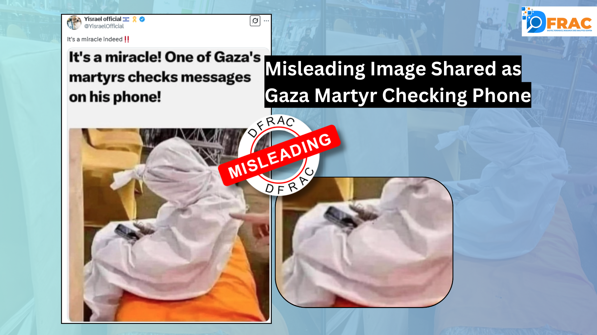 Misleading Image Shared as Gaza Martyr Checking Phone