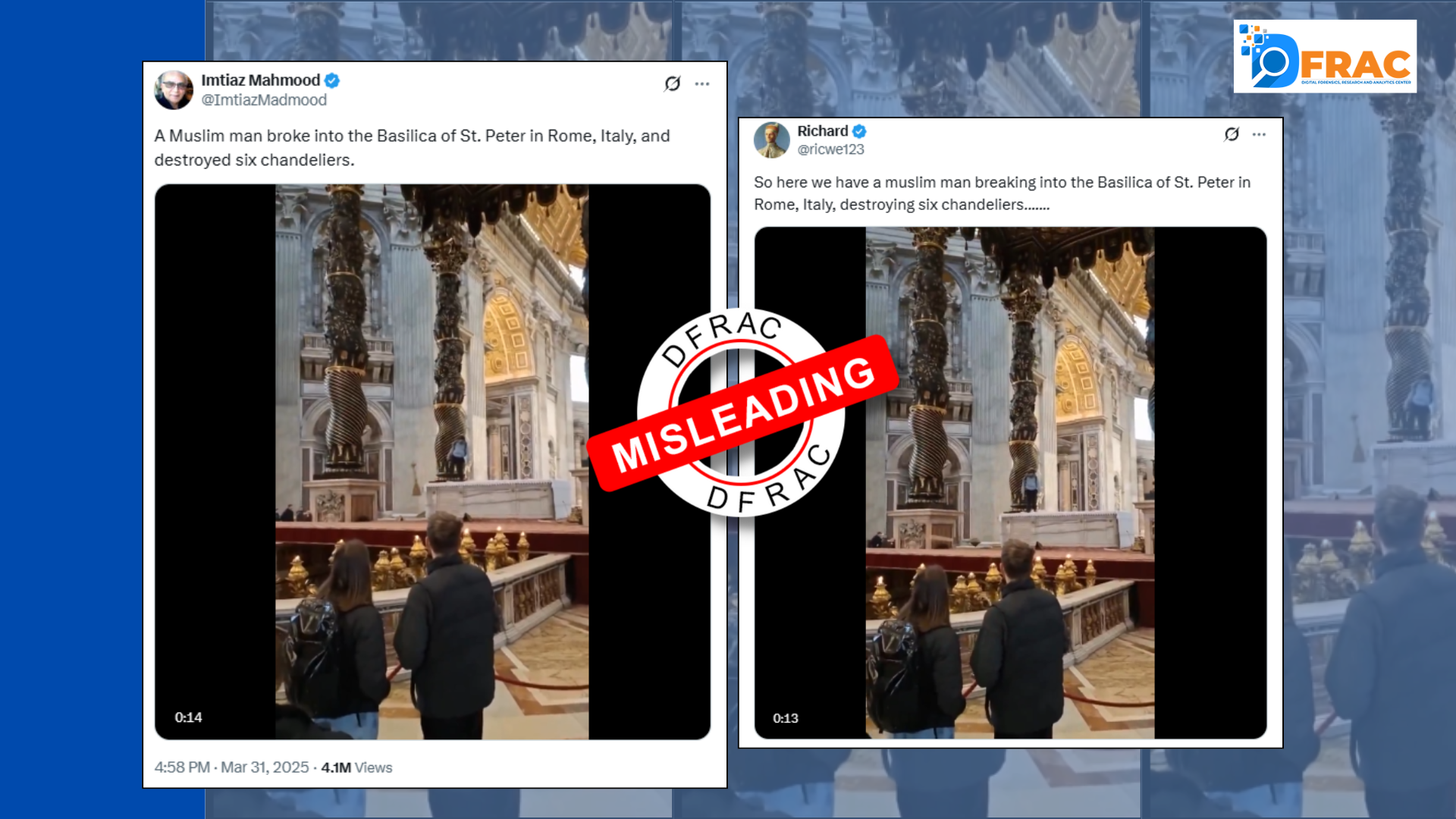 Fact Check: Viral Claim that a Muslim man vandalized St. Peter’s Basilica is misleading