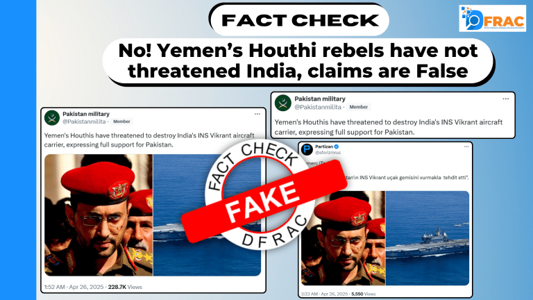 No! Yemen’s Houthi rebels have not threatened India, claims are False