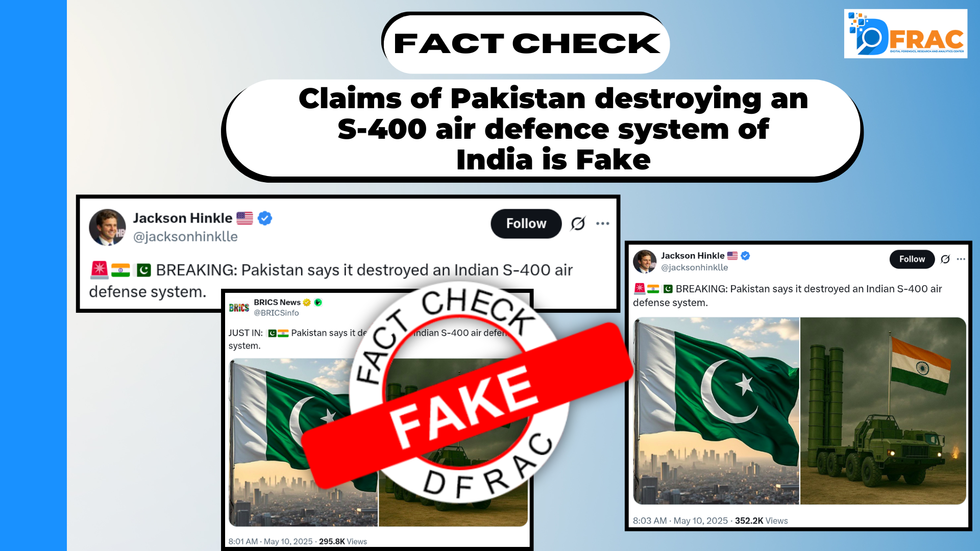 Claims of Pakistan destroying an S-400 air defence system of India is Fake
