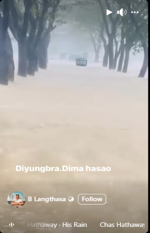 Screenshot of a viral flood video falsely linked to Assam, shared by Social Media 99 on Facebook and YouTube, misidentified as Sylhet footage.